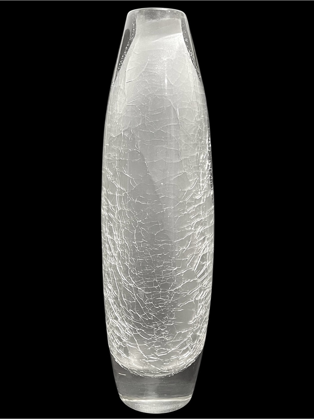 Vintage 1970s Orrefors Sweden Sven Palmquist Clear Glass Vase Encased Crackle